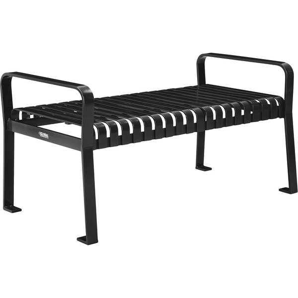 Global Industrial 48L Outdoor Steel Slat Park Bench without Back, Black 262112BK